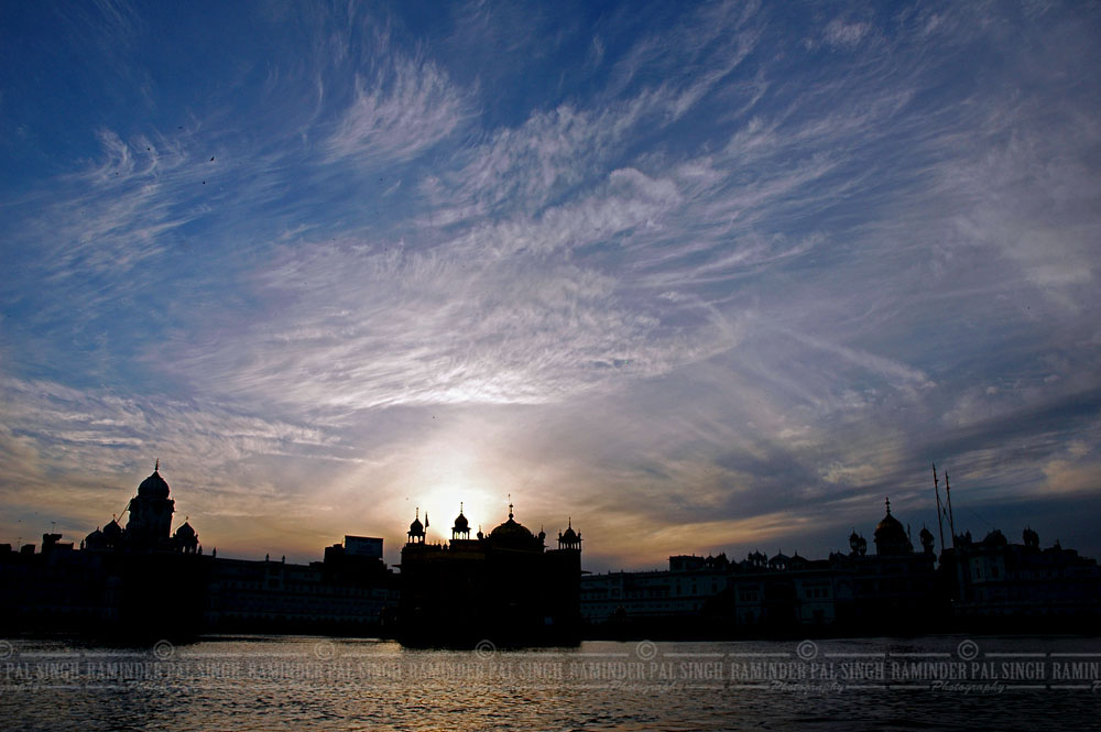 Evening silhouette of Golden Temple Amritsar beautiful view