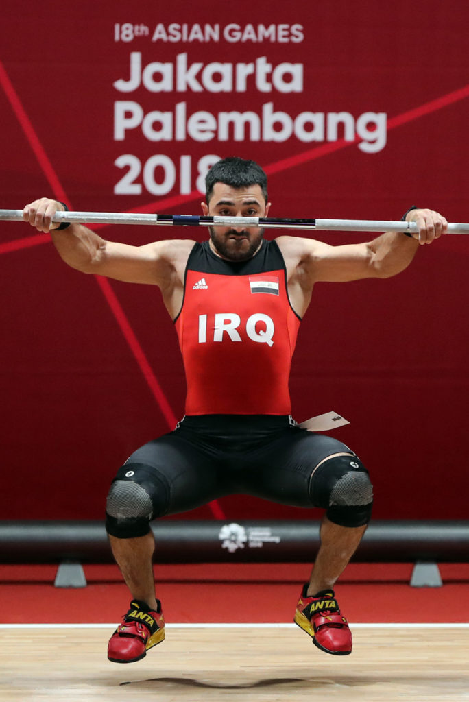 Iraq weightlifter in action at Asian Games 2018 Jakarta sports weighlifting top shots best weightlifting