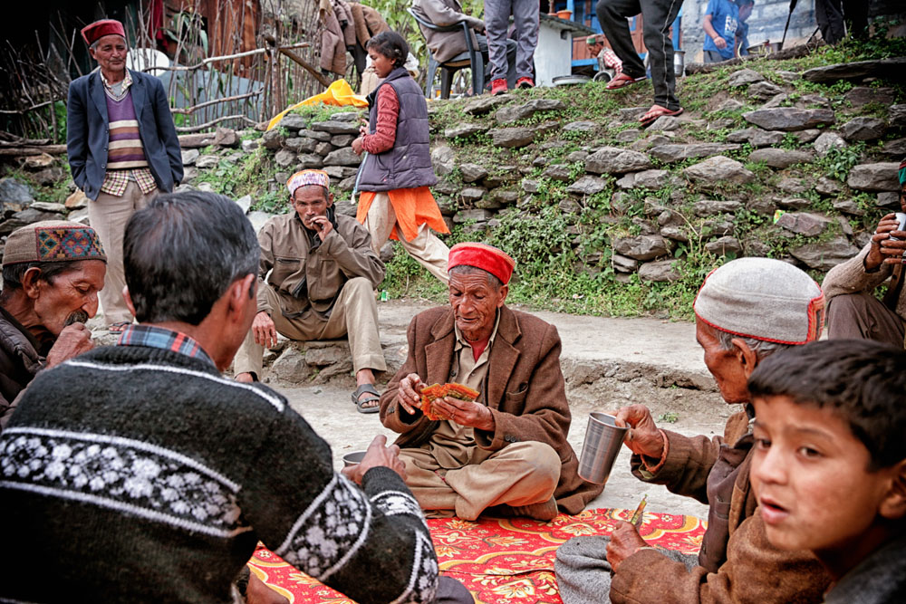 people play cards at Badagran Badagram village of Hiachal Pradesh