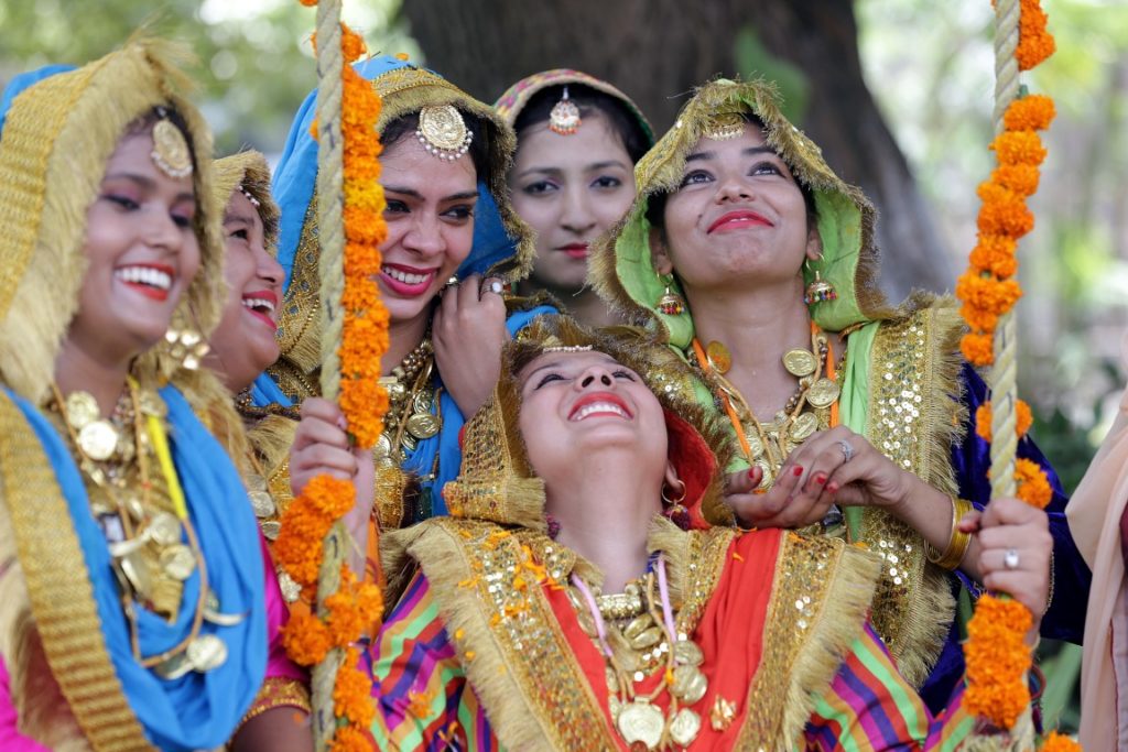 beautiful Indian Punjabi women smiling teej festival celebrationsbeautiful Indian Punjabi woman portrait smiling teej festival beautiful eyes